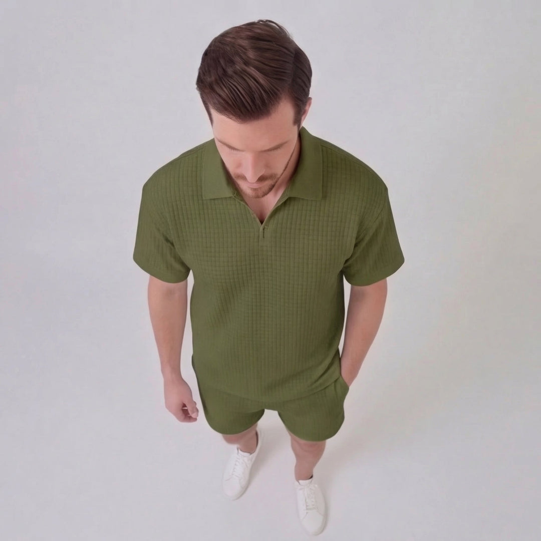 Mathieu | Ensemble Homme Été Polo Demi-Zip